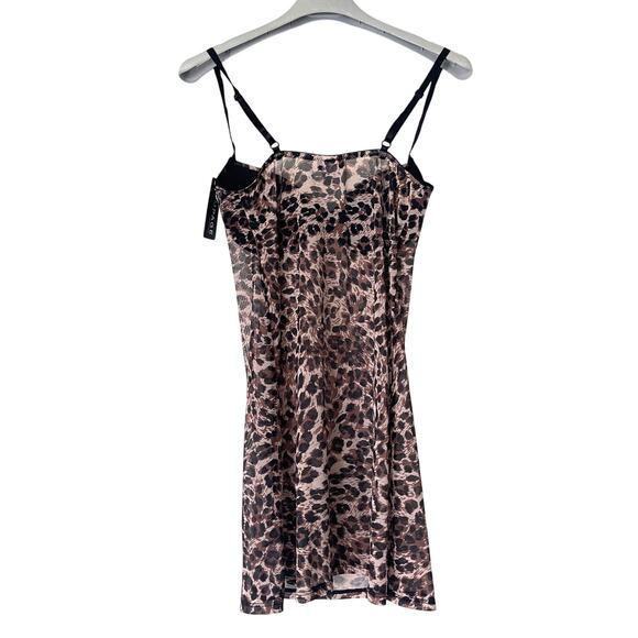 RAMPAGE NWT Leopard Y2K Mesh Bustier Top Slip Mini Dress Size M - Picture 3 of 10
